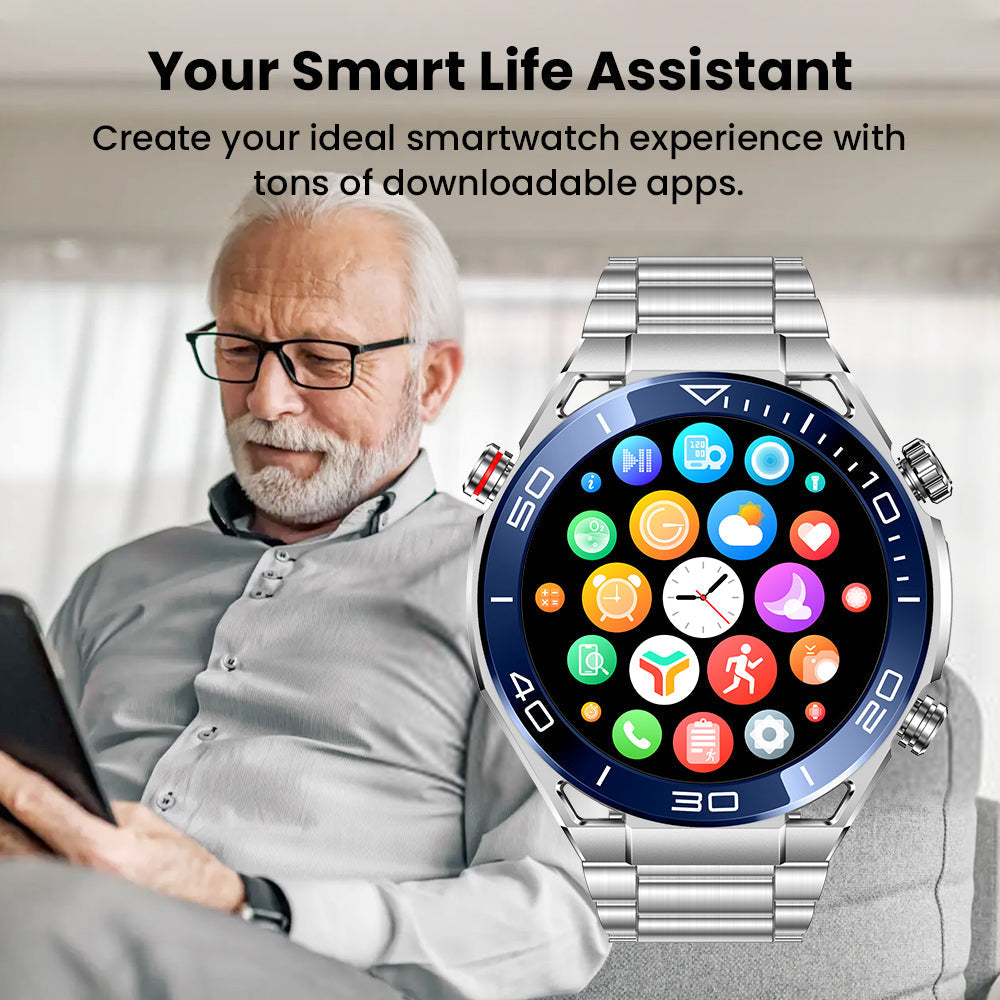 Heart Rate Blood Glucose ECG/EKG Blood Pressure Monitoring Bluetooth Talk Smartwatch