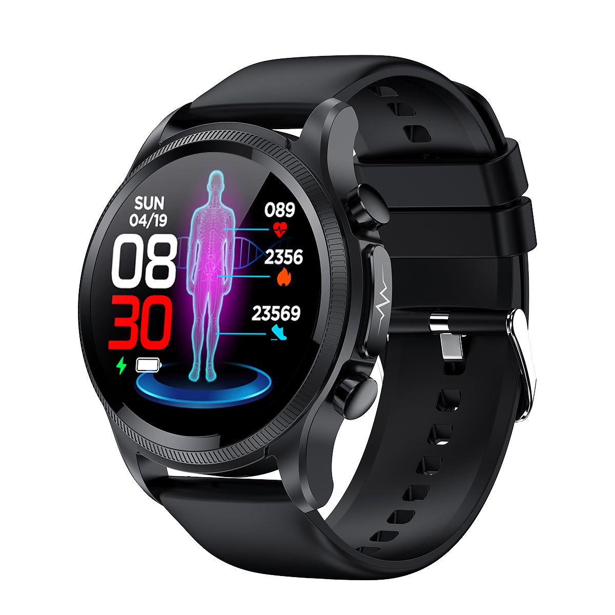 Blood Glucose Monitor HD Touch Chest Patch Instant ECG Analysis Sports Smart Watch