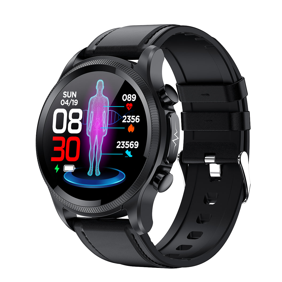 Blood Glucose Monitor HD Touch Chest Patch Instant ECG Analysis Sports Smart Watch