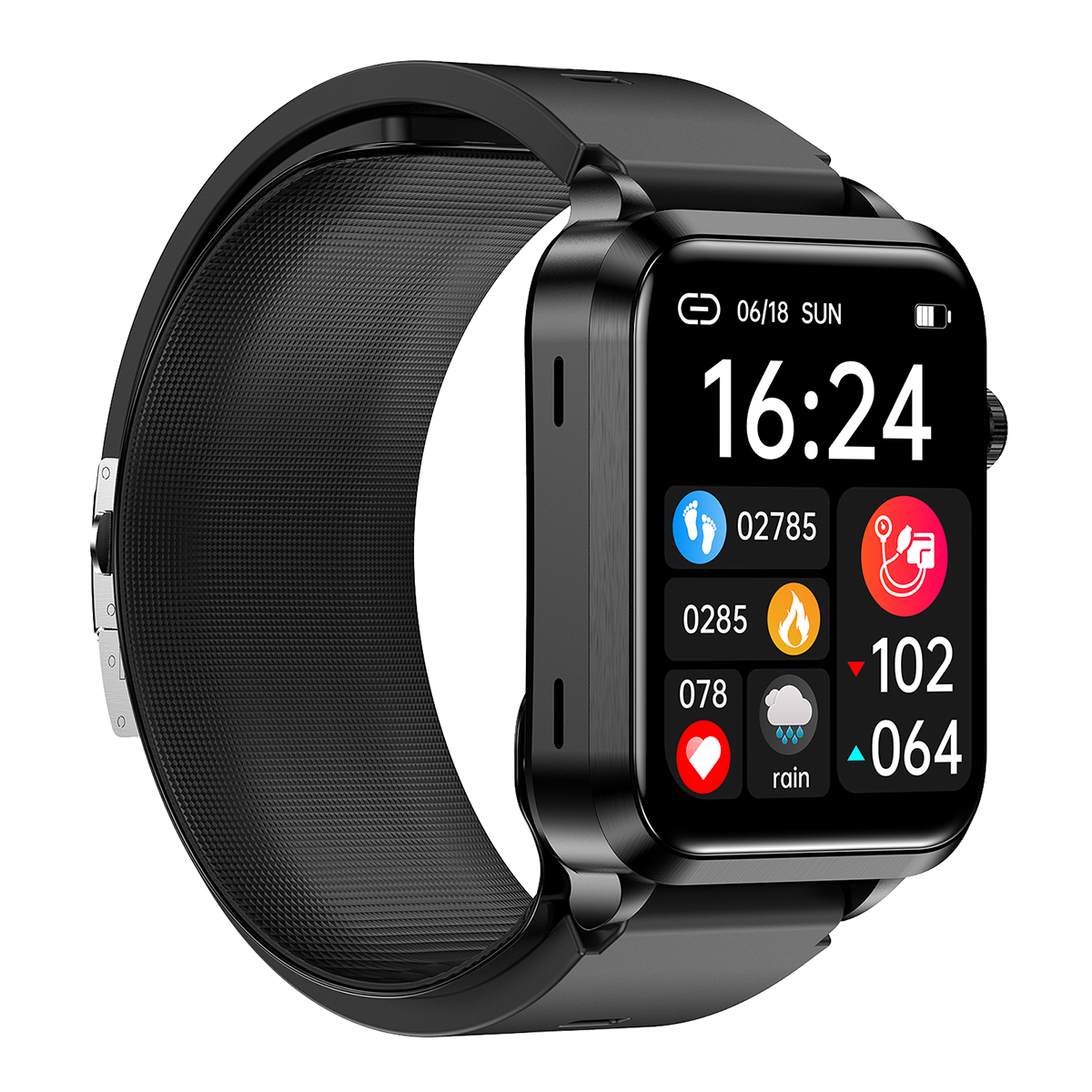 Health Watch With Air Pump Blood Pressure+BG+EKG+HRV+SPO2+RR+Uric Acid+Sleep+Voice Reminder Fitness Tracker