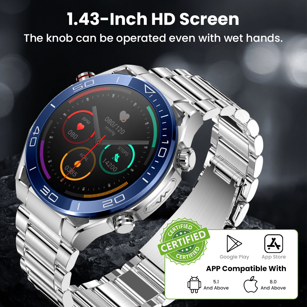 Heart Rate Blood Glucose ECG/EKG Blood Pressure Monitoring Bluetooth Talk Smartwatch