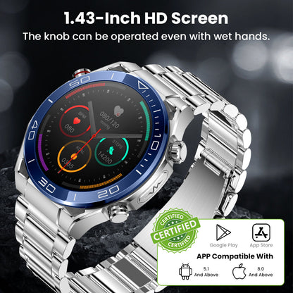 Heart Rate Blood Glucose ECG/EKG Blood Pressure Monitoring Bluetooth Talk Smartwatch